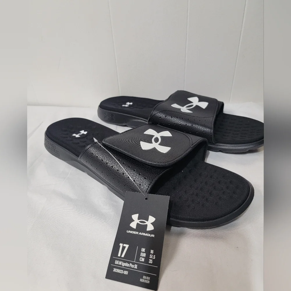 Under Armour Ignite 7 Pro Slides Black/White Mens Size 17